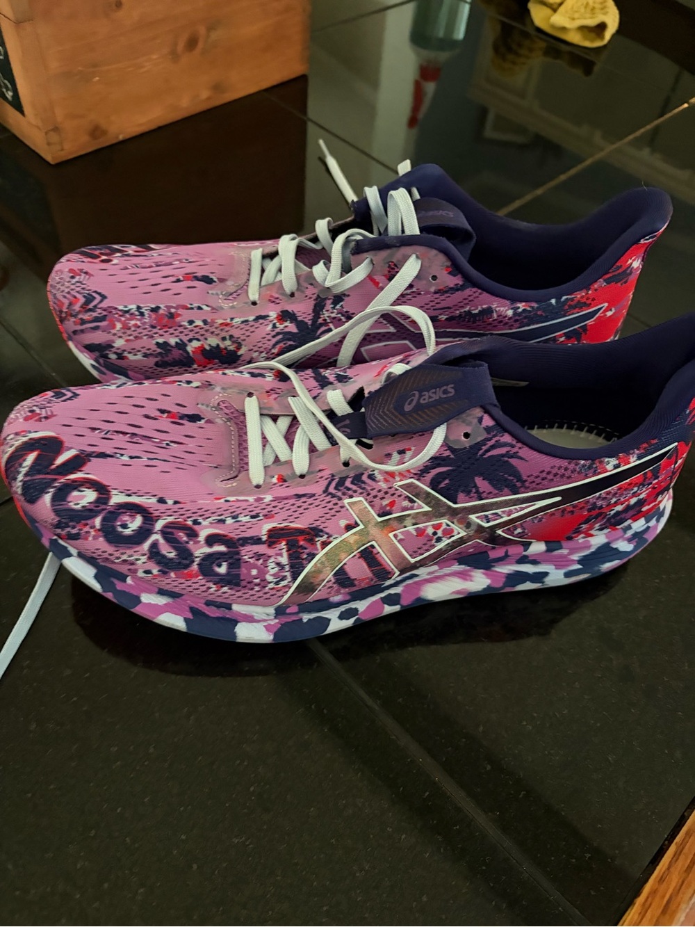 Women’s Asics Noosa Tri 14 Purple and Pink Patterned Running Sneakers